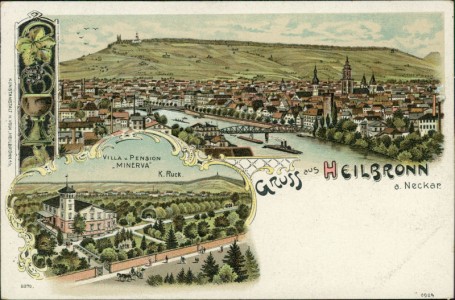 Alte Ansichtskarte Gruss aus Heilbronn a. Neckar, Villa u. Pension Minerva