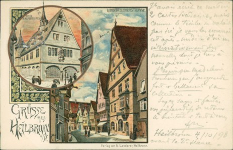 Alte Ansichtskarte Grüsse aus Heilbronn a/N., Altes Schlachthaus, Kirchbrunnenstrasse