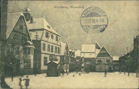 Alte Ansichtskarte Kirchberg (Hunsrück), Marktplatz im Schnee