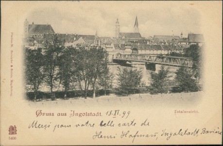 Alte Ansichtskarte Gruss aus Ingolstadt, Totalansicht