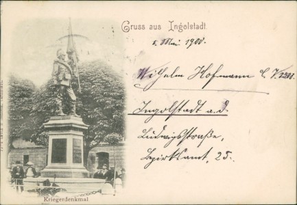 Alte Ansichtskarte Gruss aus Ingolstadt, Kriegerdenkmal