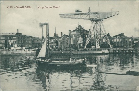 Alte Ansichtskarte Kiel-Gaarden, Krupp'sche Werft
