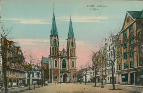 Alte Ansichtskarte Bonn, Stiltzplatz, L'Église