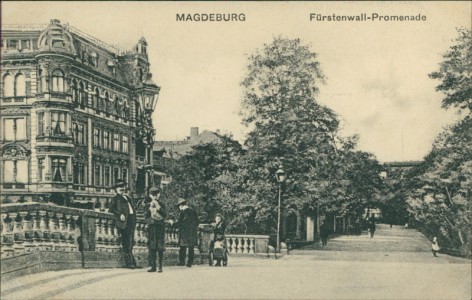 Alte Ansichtskarte Magdeburg, Fürstenwall-Promenade