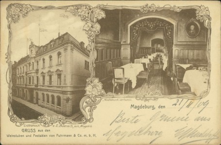 Alte Ansichtskarte Magdeburg, Weinstube und Festsäle von Fuhrmann & Co. m. b. H.