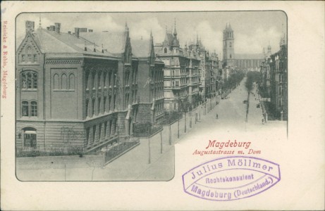 Alte Ansichtskarte Magdeburg, Augustastrasse m. Dom