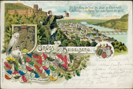 Alte Ansichtskarte Gruss aus Heidelberg, Vivat Academica!