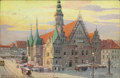 Alte Ansichtskarte Breslau / Wrocaw, Rathaus