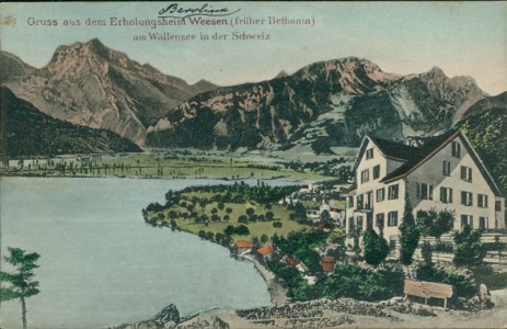 Alte Ansichtskarte Walensee, Erholungsheim Weesen (früher Bethania)