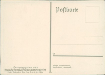 Adressseite der Ansichtskarte Marienwerder Westpreußen, Die Wacht an der Weichsel