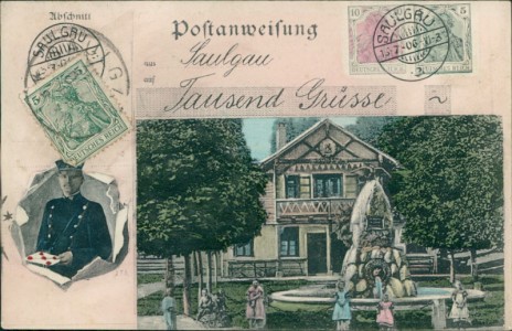 Alte Ansichtskarte Bad Saulgau, Postanweisung
