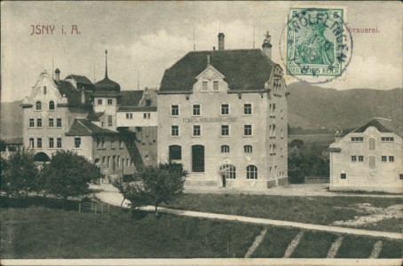 Alte Ansichtskarte Isny im Allgäu, Fürstl. Schlossbrauerei