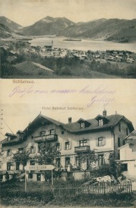 Alte Ansichtskarte Schliersee, Panorama, Hotel Bahnhof