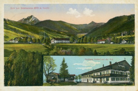Alte Ansichtskarte Eck (Gmund a.Tegernsee), Panorama, Gasthaus Kothof auf der Eck