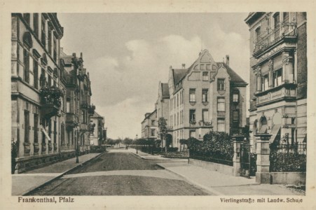 Alte Ansichtskarte Frankenthal (Pfalz), Vierlingstraße mit Landw. Schule