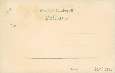 Adressseite der Ansichtskarte Gruss aus Offenburg, Rathaus mit Drakedenkmal, Lehr- und Erziehungsanstalt, Bahnhofstr., Gesamtansicht