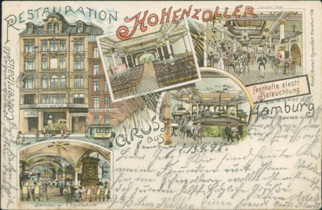 Alte Ansichtskarte Gruss aus Hamburg, Restauration Hohenzoller