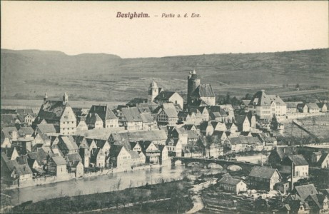 Alte Ansichtskarte Besigheim, Partie a. d. Enz