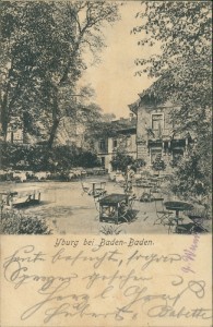 Alte Ansichtskarte Baden-Baden, Yburg, Biergarten