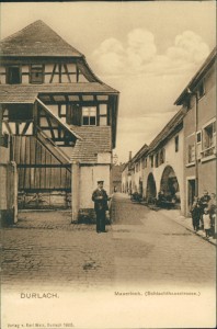 Alte Ansichtskarte Karlsruhe-Durlach, Mauerloch (Schlachthausstrasse)