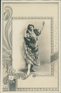 Alte Ansichtskarte Reutlinger, Paris, Belle Otero, Jugendstil-Dekor