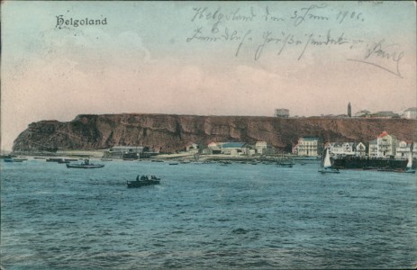 Alte Ansichtskarte Helgoland, vom Meer aus gesehen