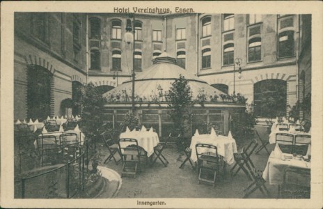 Alte Ansichtskarte Essen, Hotel Vereinshaus, Innengarten
