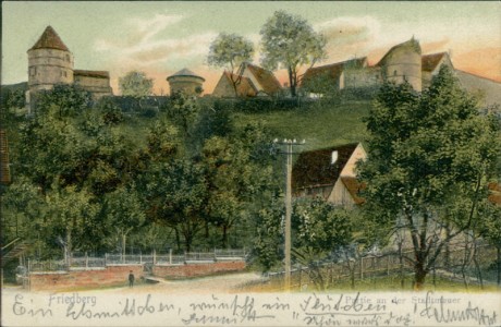 Alte Ansichtskarte Friedberg, Partie an der Stadtmauer