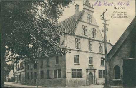 Alte Ansichtskarte Herford, Geburtshaus des Seehelden Otto Weddigen