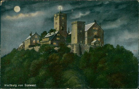 Alte Ansichtskarte Wartburg von Südwest, 