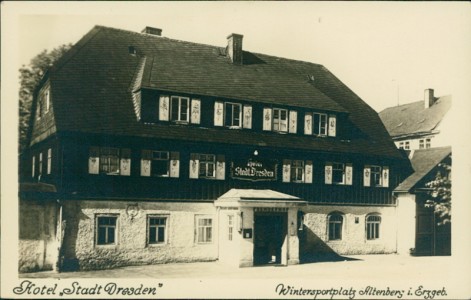 Alte Ansichtskarte Wintersportplatz Altenberg i. Erzgeb., Hotel "Stadt Dresden"