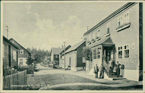 Alte Ansichtskarte Brennersgrün, Teilansicht mit Gasthof