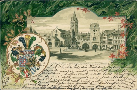 Alte Ansichtskarte Eisenach, Karlsplatz u. Lutherdenkmal
