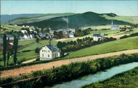 Alte Ansichtskarte Blick vom Flossgraben auf Niederschlema, Totalansicht