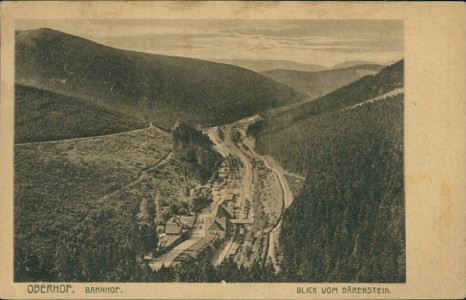 Alte Ansichtskarte Oberhof, Bahnhof. Blick vom Bärenstein