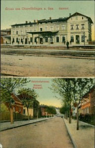 Alte Ansichtskarte Gruss aus Oberröblingen a. See, Bahnhof, Bahnhofstrasse, Kaiserl. Postamt