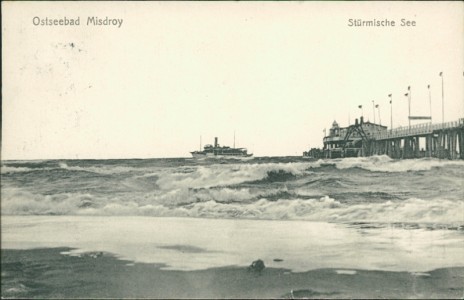 Alte Ansichtskarte Ostseebad Misdroy, Stürmische See