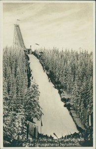 Alte Ansichtskarte Johanngeorgenstadt, Hans Heinz-Schanze, Größte Sprungschanze Deutschlands