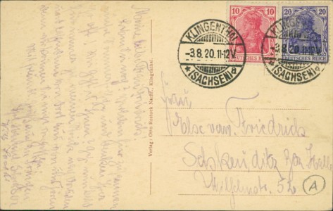 Adressseite der Ansichtskarte Klingenthal vom Lämpel, Gesamtansicht