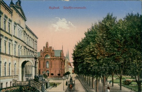 Alte Ansichtskarte Rostock, Wallpromenade