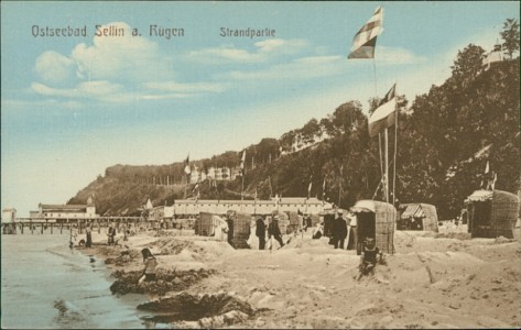 Alte Ansichtskarte Ostseebad Sellin a. Rügen, Strandpartie