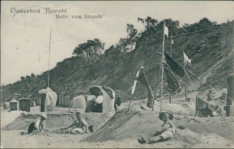 Alte Ansichtskarte Ostseebad Rewahl, Motiv om Strande