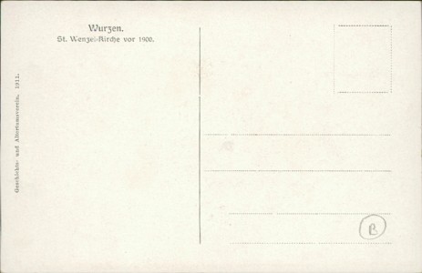 Adressseite der Ansichtskarte Wurzen, St. Wenzel-Kirche vor 1900
