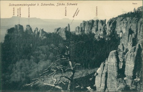 Alte Ansichtskarte Schrammsteingebiet b. Schandau, Sächs. Schweiz, 