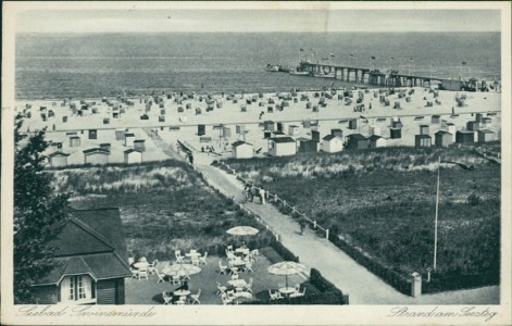 Alte Ansichtskarte Seebad Swinemünde, Strand am Seesteg