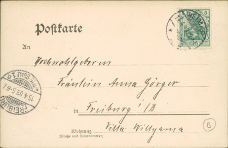 Adressseite der Ansichtskarte Weimar, Fürstengruft