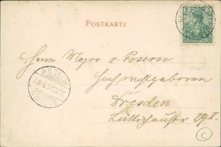 Adressseite der Ansichtskarte Waltersdorf a. d. E. (Mohlsdorf-Teichwolframsdorf), 