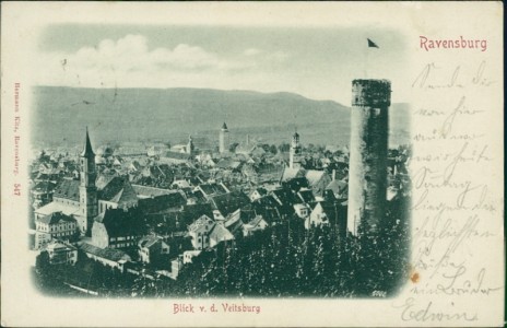 Alte Ansichtskarte Ravensburg, Blick v. d. Veitsburg