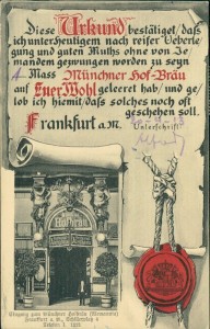Alte Ansichtskarte Frankfurt a. M., Münchner Hofbräu, Schillerplatz 4