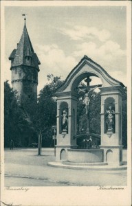 Alte Ansichtskarte Ravensburg, Kreuzbrunnen